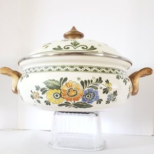 COLLECTABLE VTG FISSLER ASTA ENAMEL POT 8" BRASS